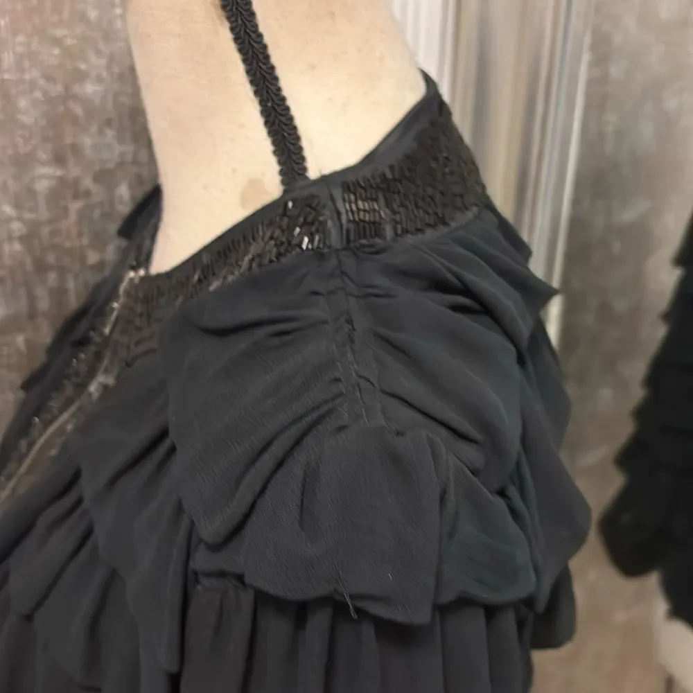 French Connection 100% viscose Chic Black Ruffled/beaded Jacket, US4